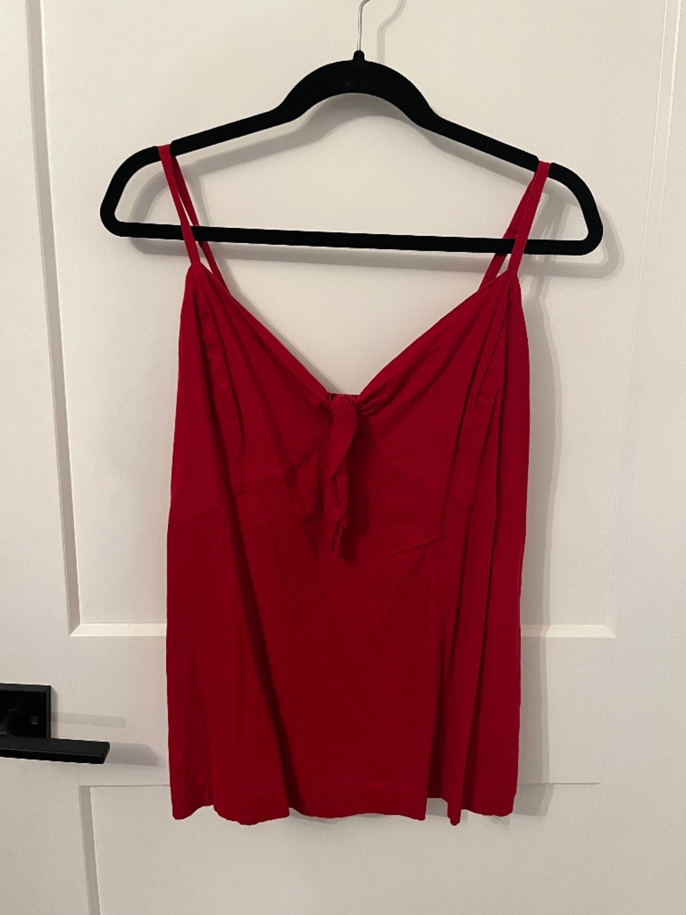 Red Tie Front Smocked Top